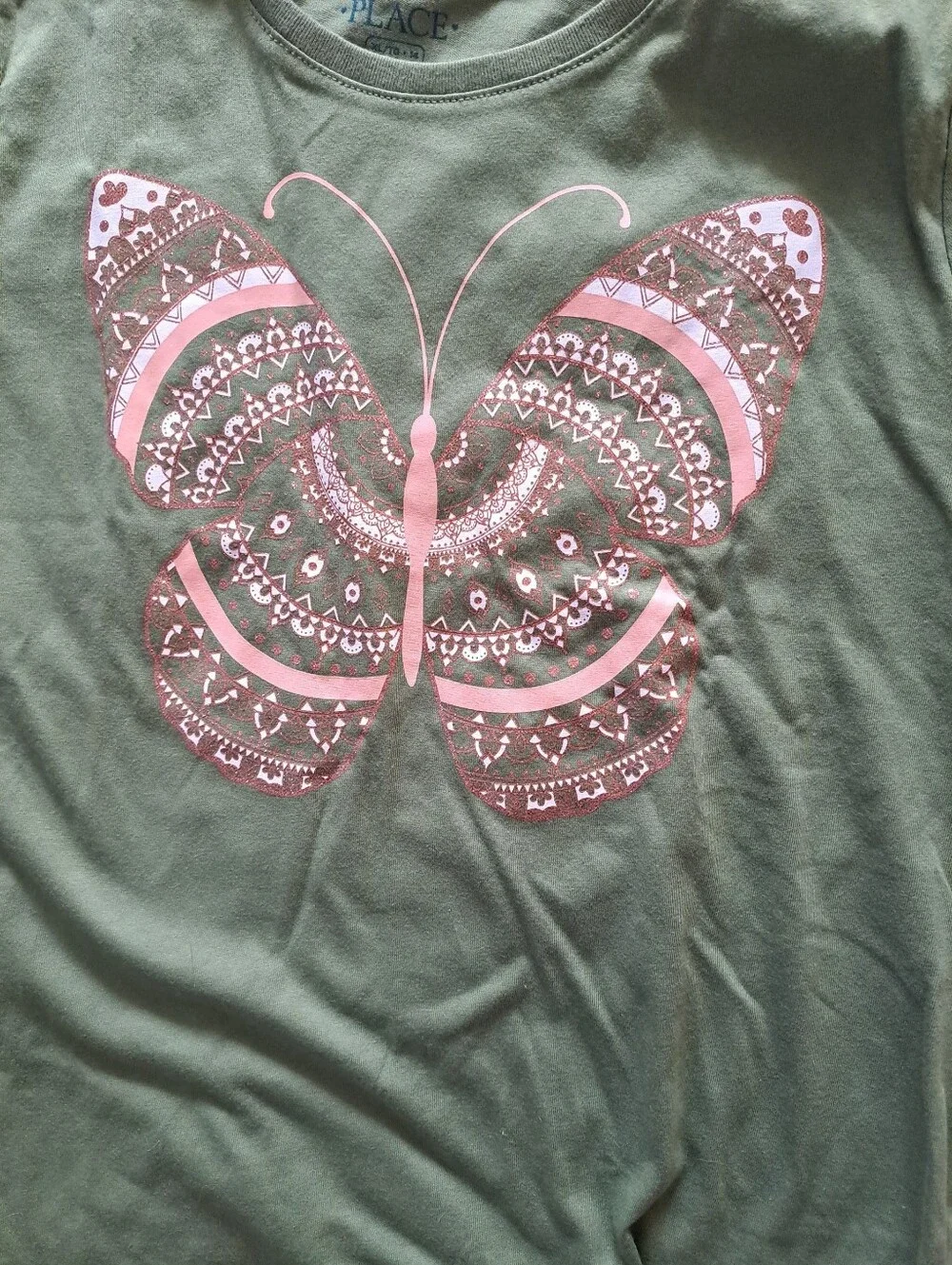 Girls Short Sleeve Tees - Light Blue & Olive Green - Picture 2 of 4